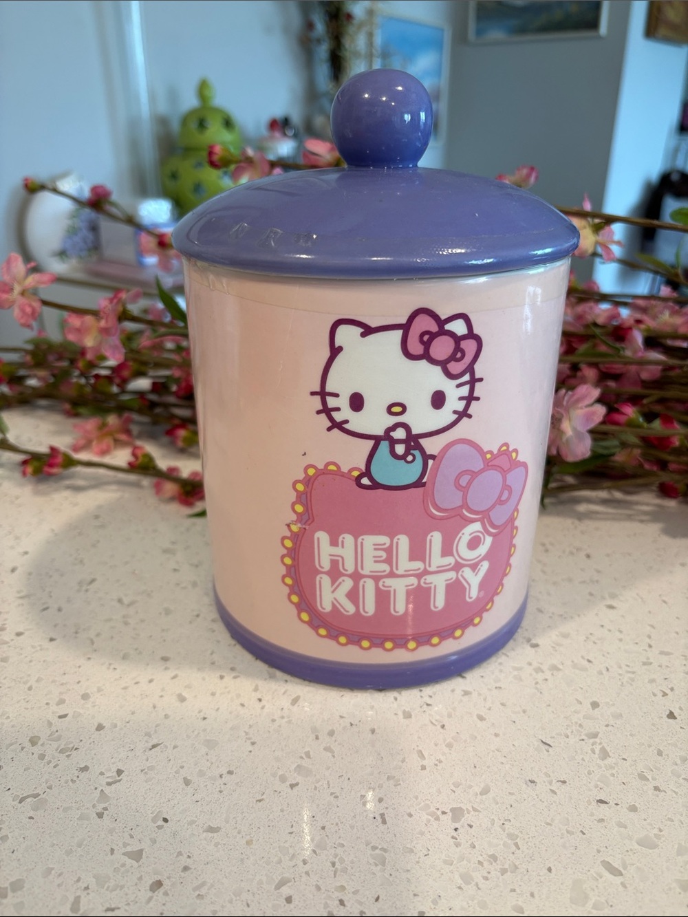 Hello Kitty Pastel Pink Canister with Lavender Lid